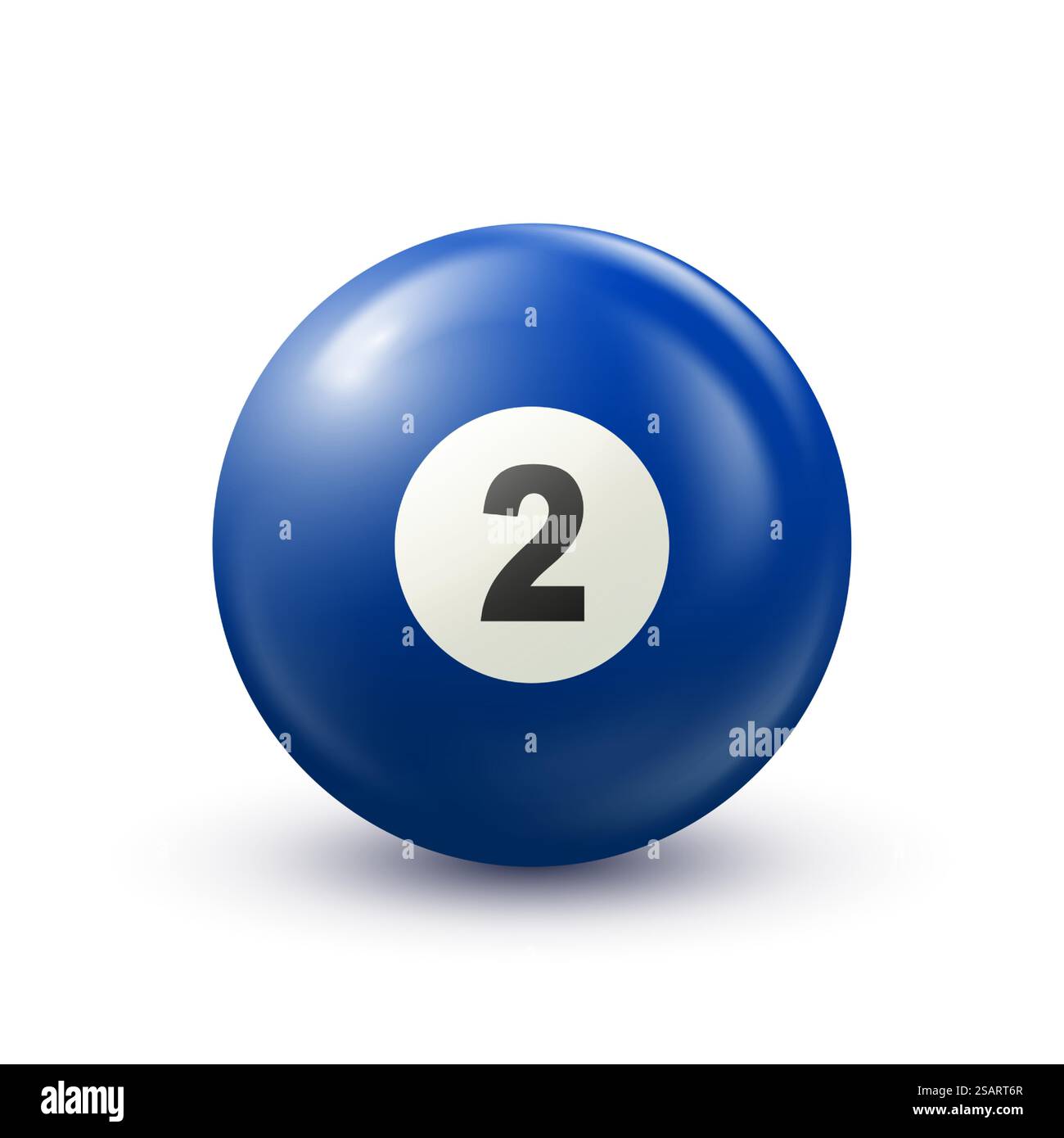 Billiard,blue pool ball with number 2.Snooker or lottery ball on white background.Vector illustration Stock Vector