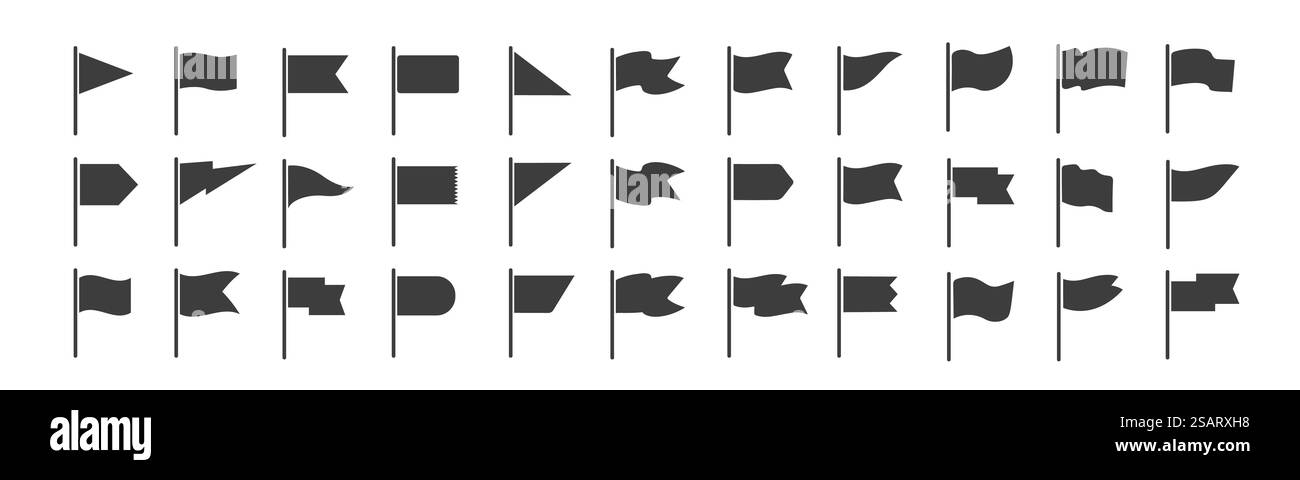 Vector black flag icons set for infographic in flat style Stock Vector ...