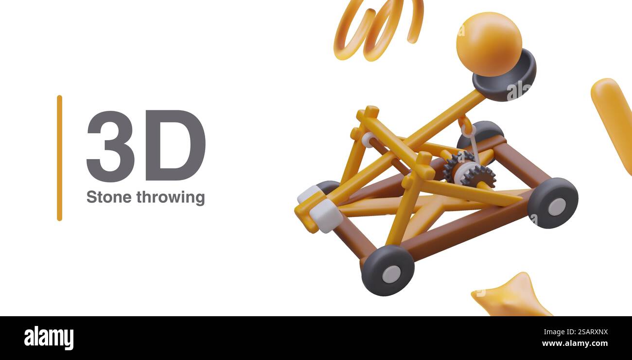 Catapult for online computer game. Stone throwing game. Protect your ...