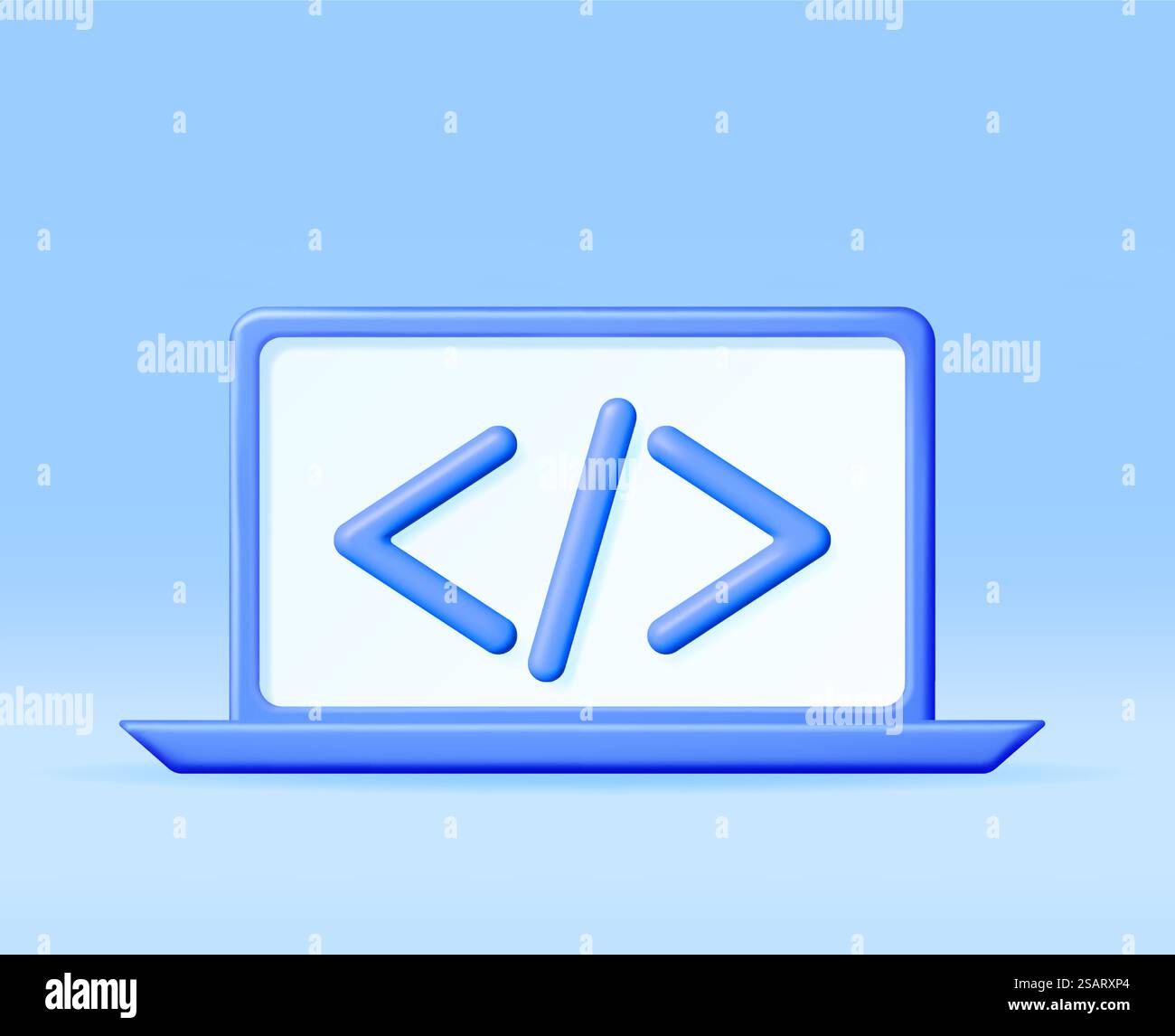 3d Code Icon on Computer Isolated. Render Python or Java Api Symbols in ...