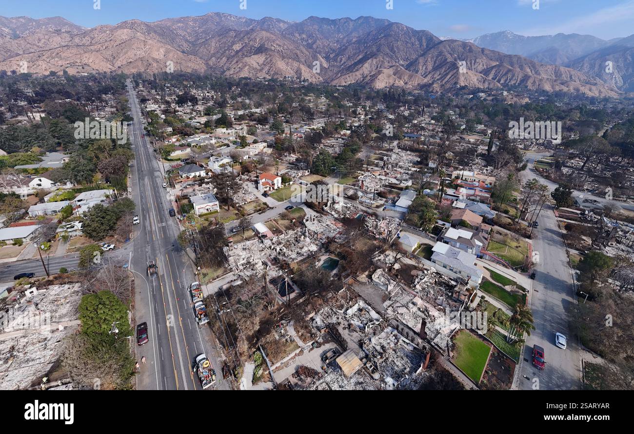 Drone photography of Altadena, California that was destroyed by the ...