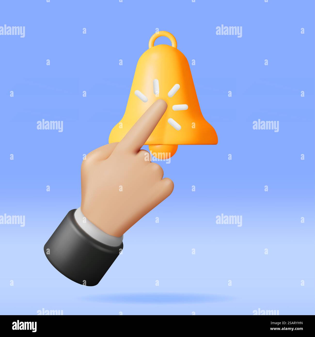 3D Finger Click the Bell Subscribe Icon Isolated. Render Subscription ...