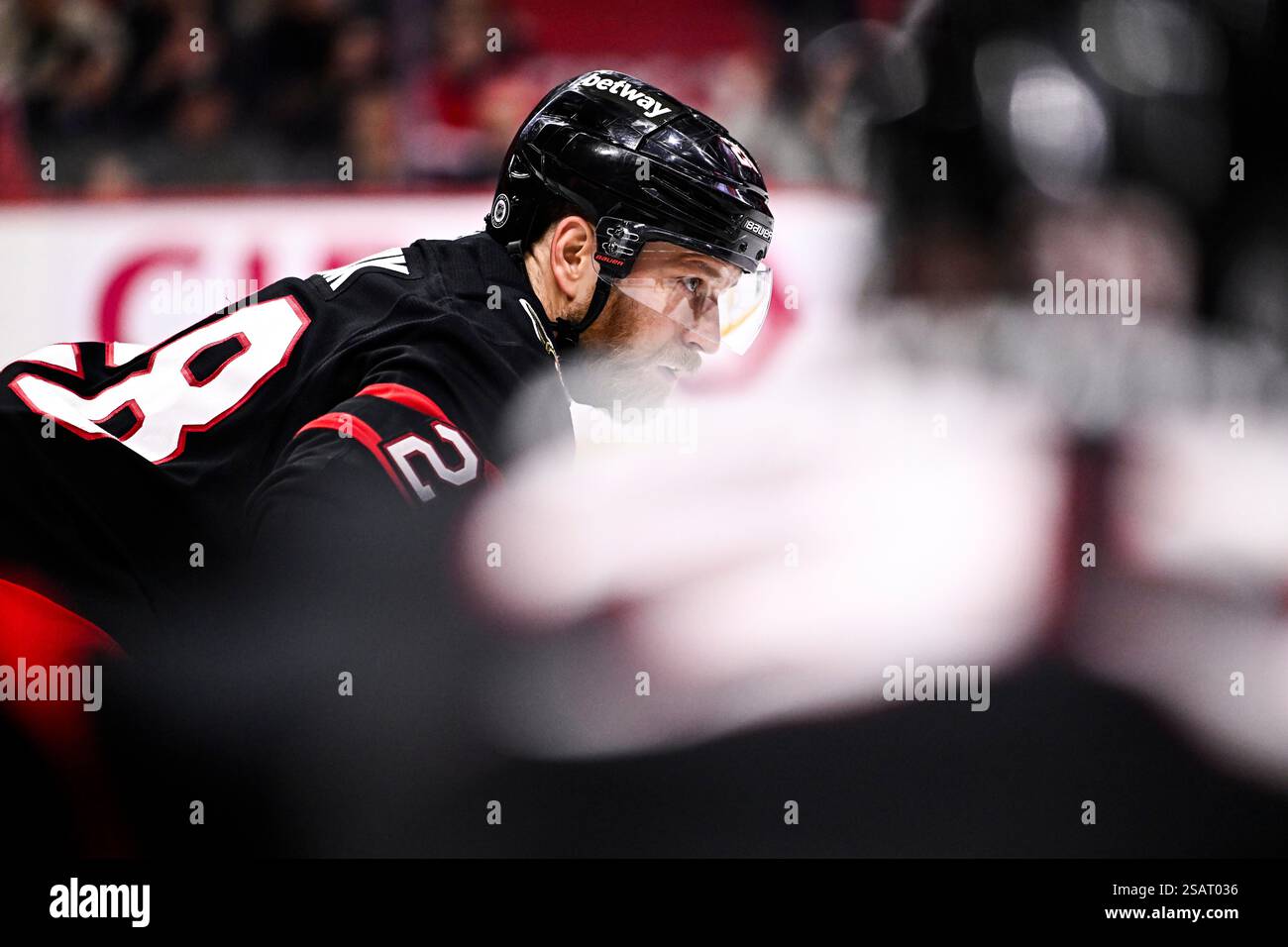 Ottawa Senators' Claude Giroux gets ready to take a face off during ...
