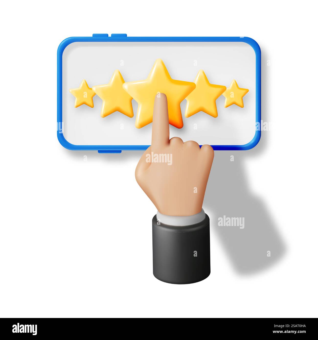 3D Smartphone with Customer Feedback Isolated. Reviews Toy Round Star ...