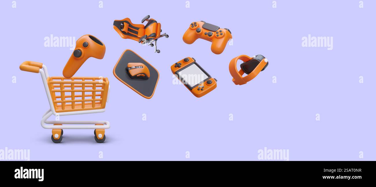 Concept of game computer equipment store. eSport, gaming. Realistic ...