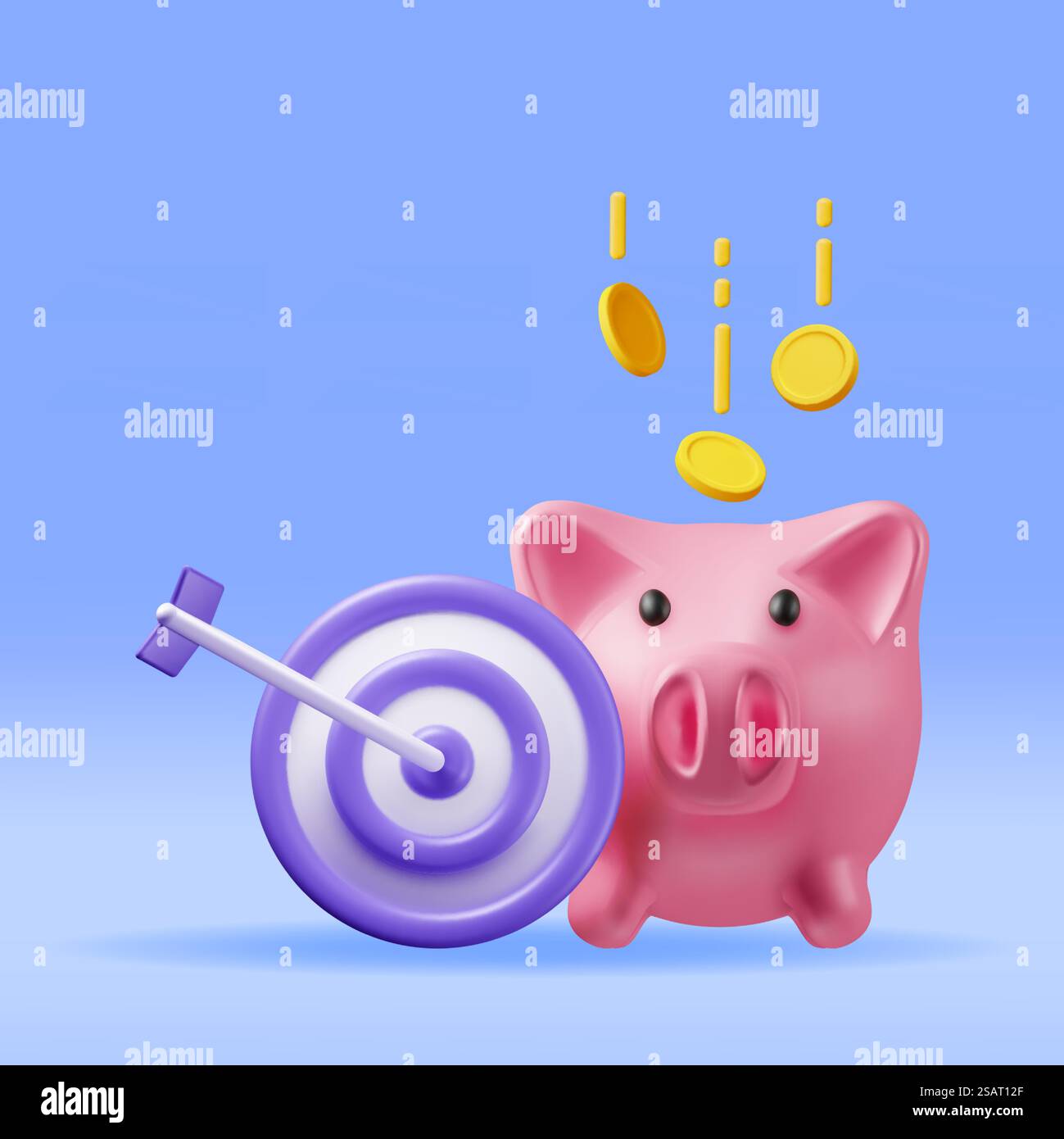 3D Piggy Bank with Dart Target Isolated. Render Plastic Piggy Bank for ...