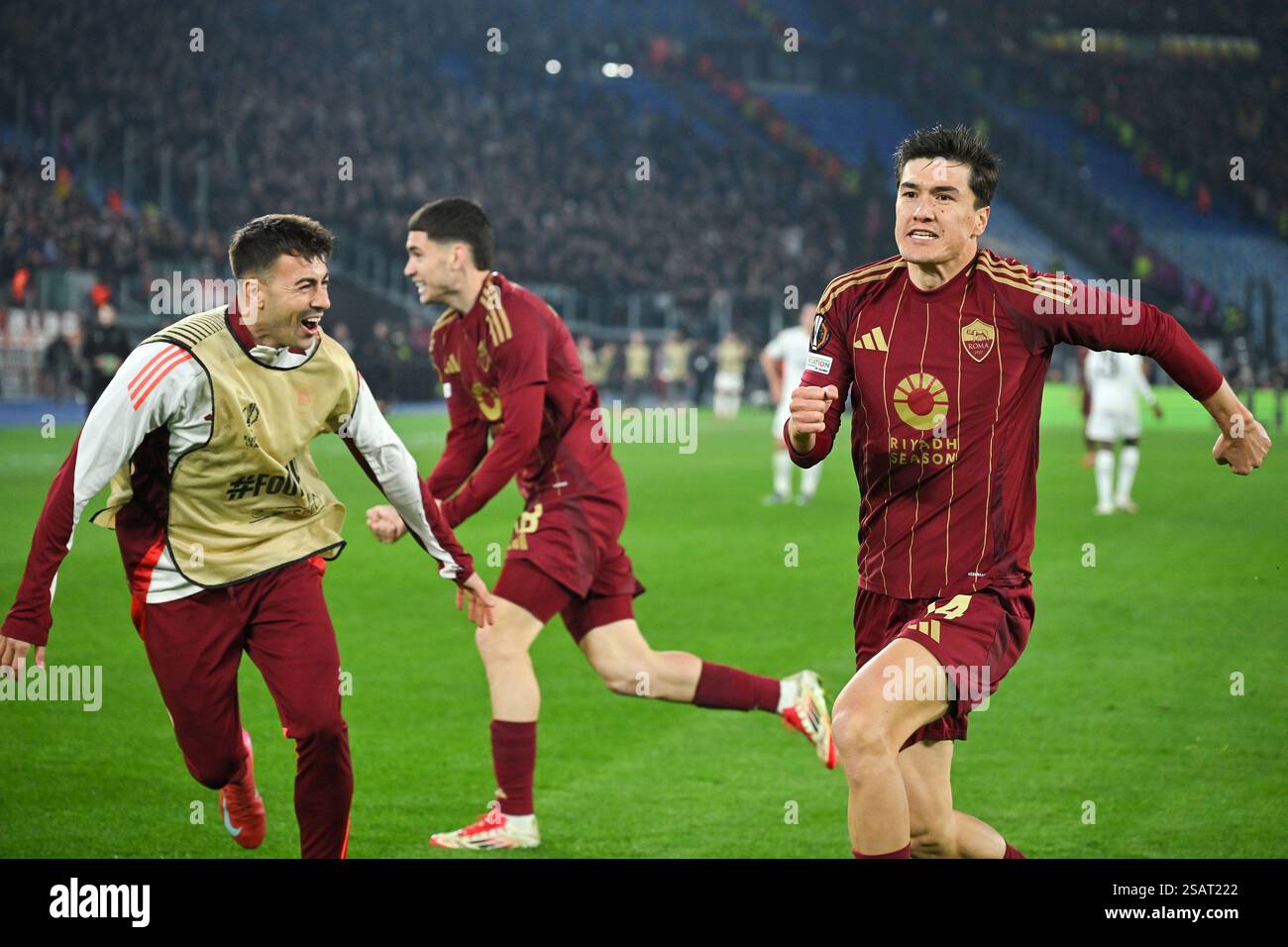 Eldor Shomurodov of AS Roma celebrates a goal during the Europa League
