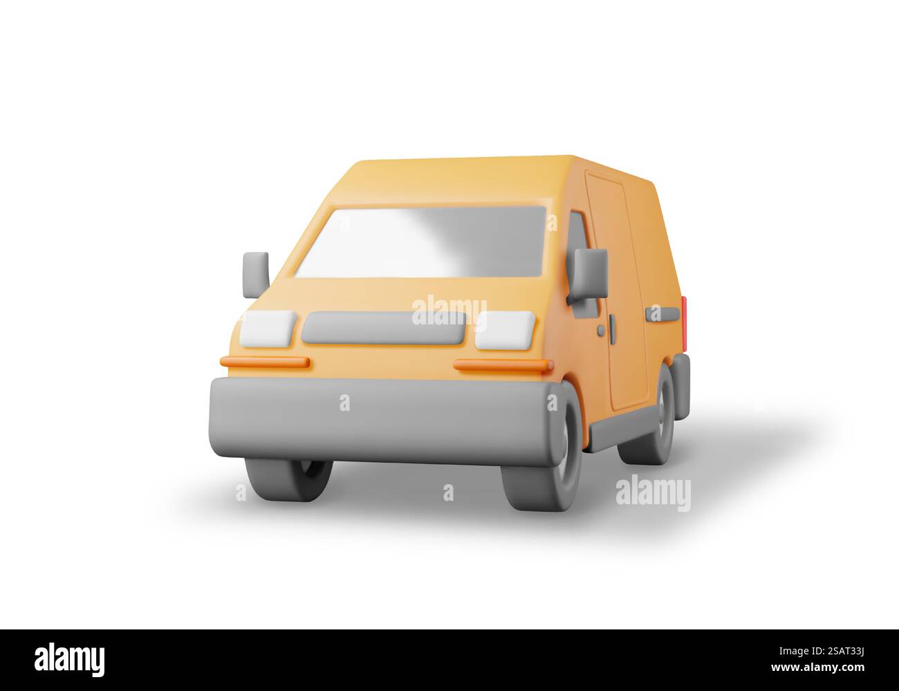 3D Delivery Van Car Isolated on White. Render Express Delivering Services Commercial Truck. Concept of Fast and Free Delivery by Car. Cargo and Logistic. Cartoon Vector Illustration. 3D Delivery Van Car Isolated on White Stock Vector