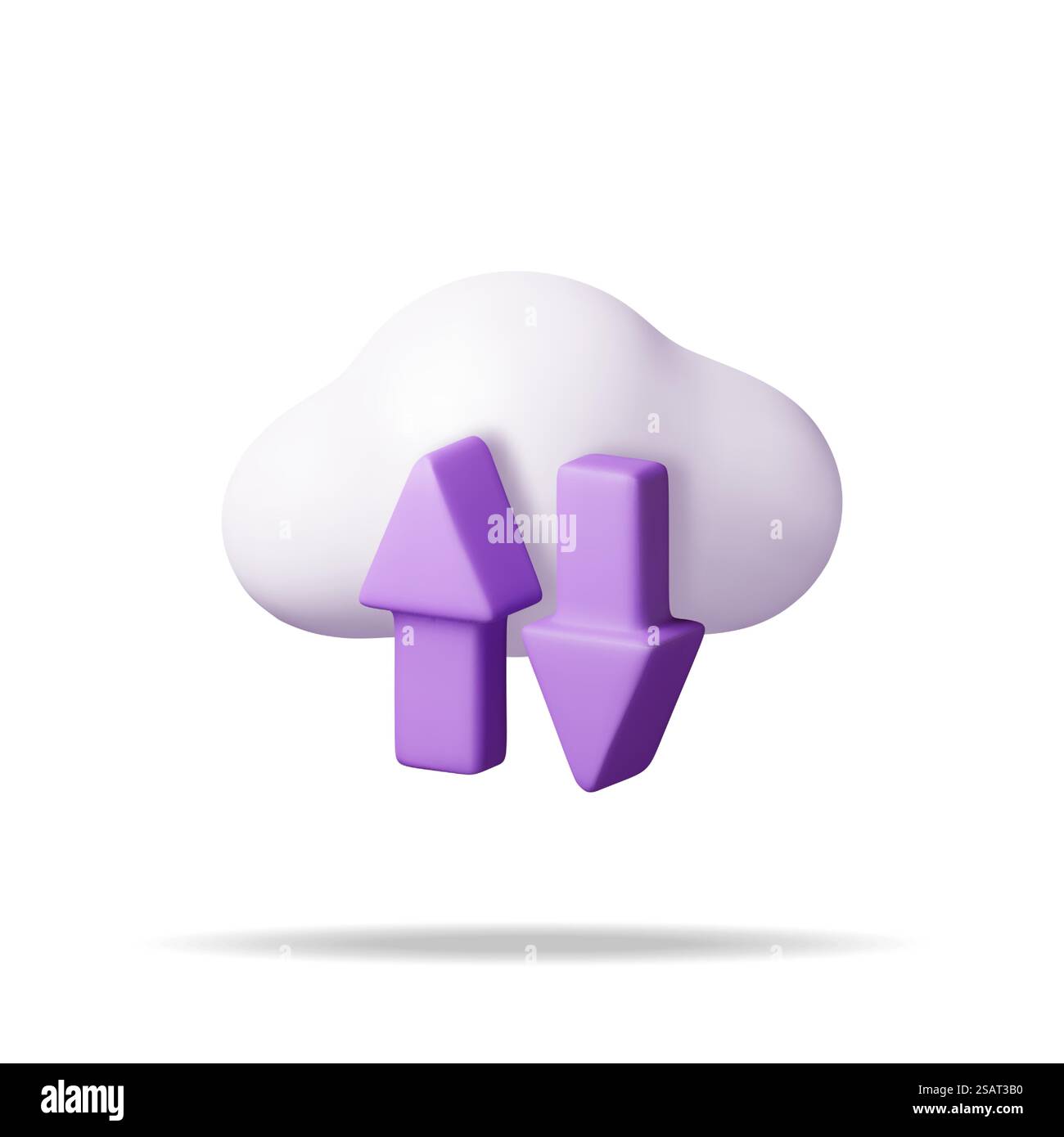 3d Cloud with Arrows Isolated on White. Render Download and Upload File or Document from Cloud Storage Concept. Cloud Computing Digital Data Icon. Web Server File Storage. Vector Illustration. 3d Cloud with Arrows Isolated on White. Stock Vector