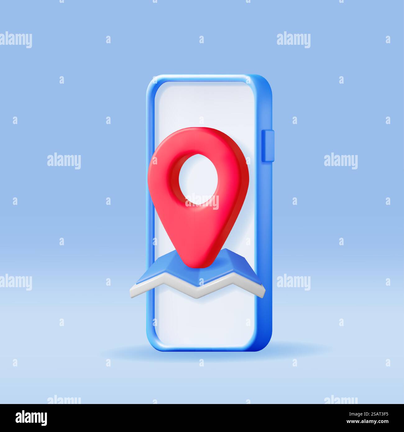 3D Location Map Pin in Smartphone Isolated on White. Blue GPS Pointer ...