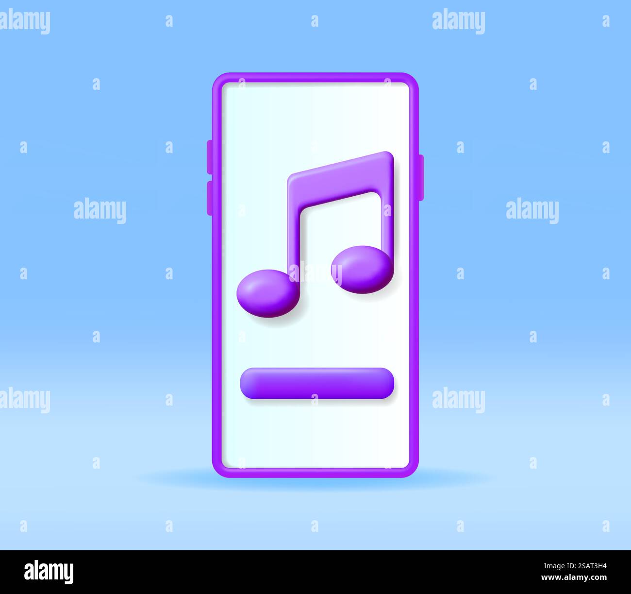 3D Music Note in Mobile Phone. Render Smartphone Streaming Music Platform Icon. Modern Music Service Symbol. Note Realistic Design. Musical Note, Sound, Song or Noise Sign. Vector illustration. 3D Music Note in Mobile Phone Stock Vector