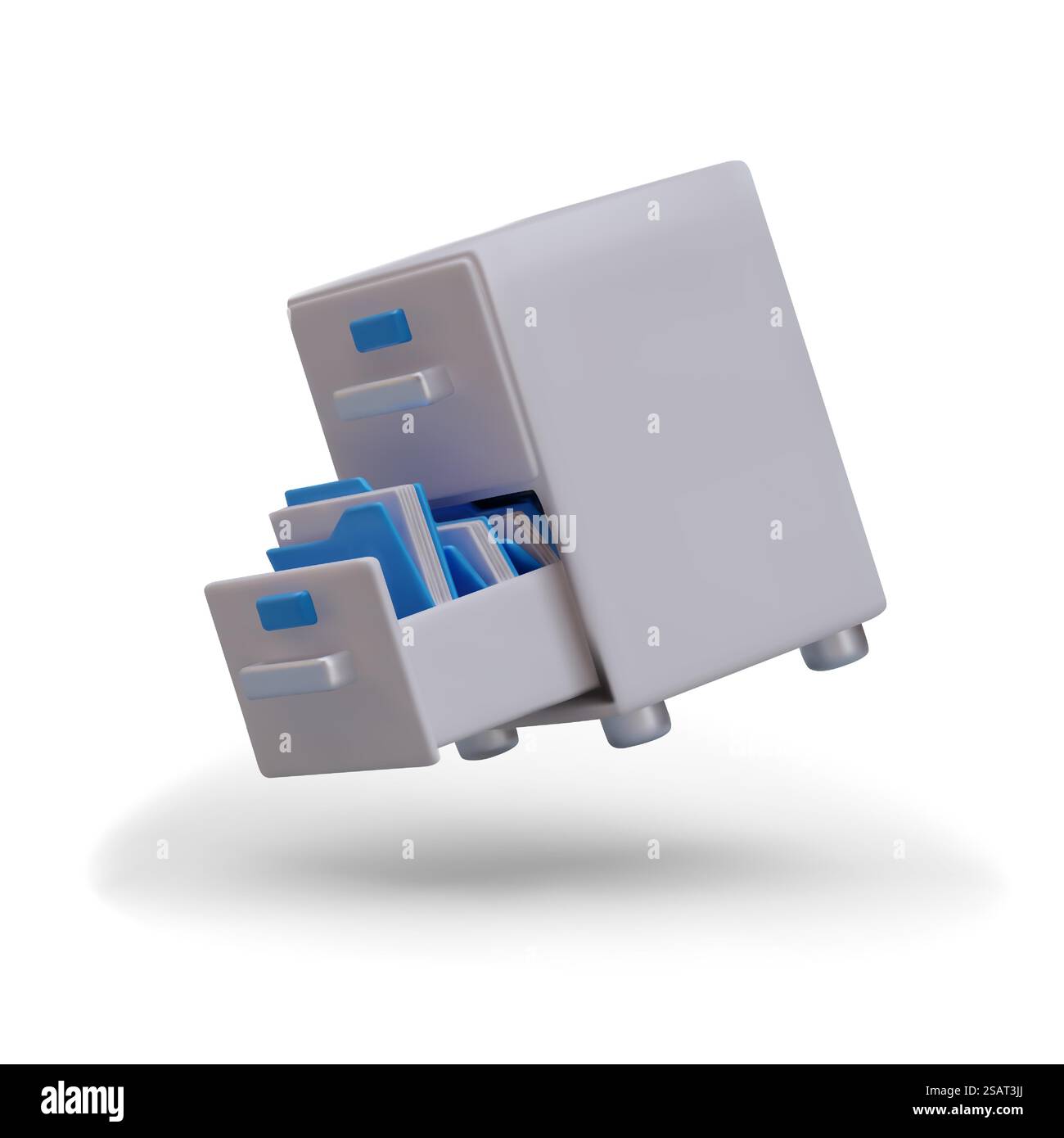 Flying cabinet with different documents and folders. File archive ...