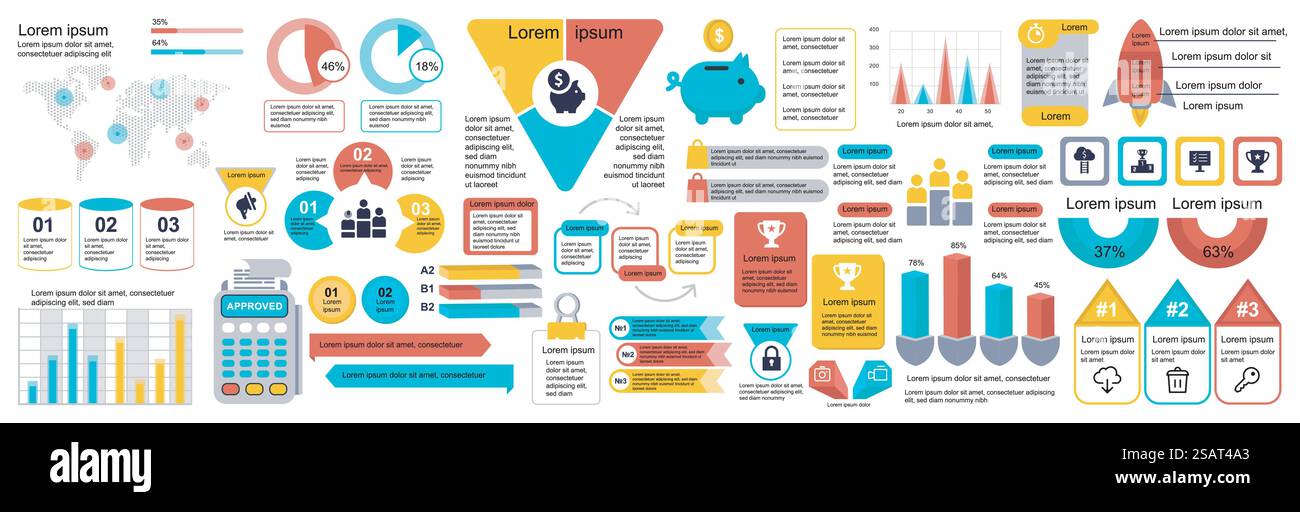 Mega set of infographic elements data visualization vector design ...