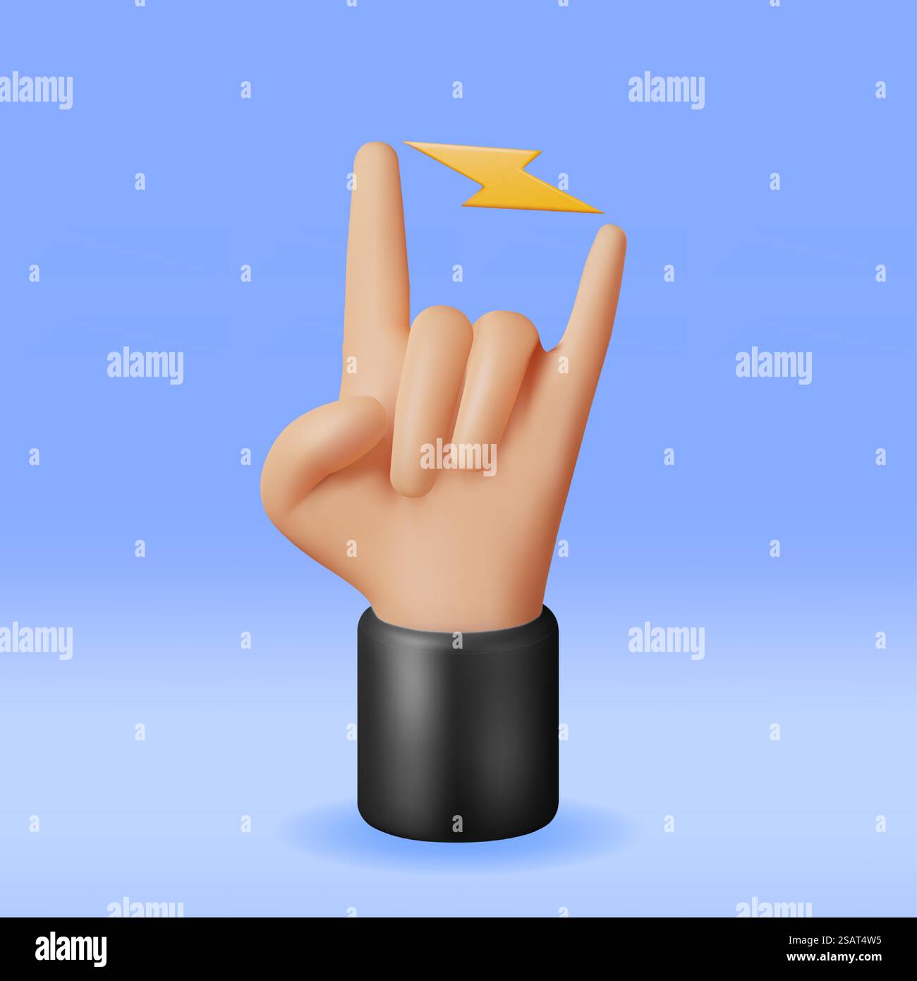3D Hand Rock Gesture Symbol Isolated. Render Rock n Roll Music Hand ...