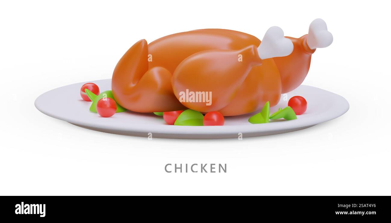 3D fried chicken. Served turkey with cranberries, classic Thanksgiving ...