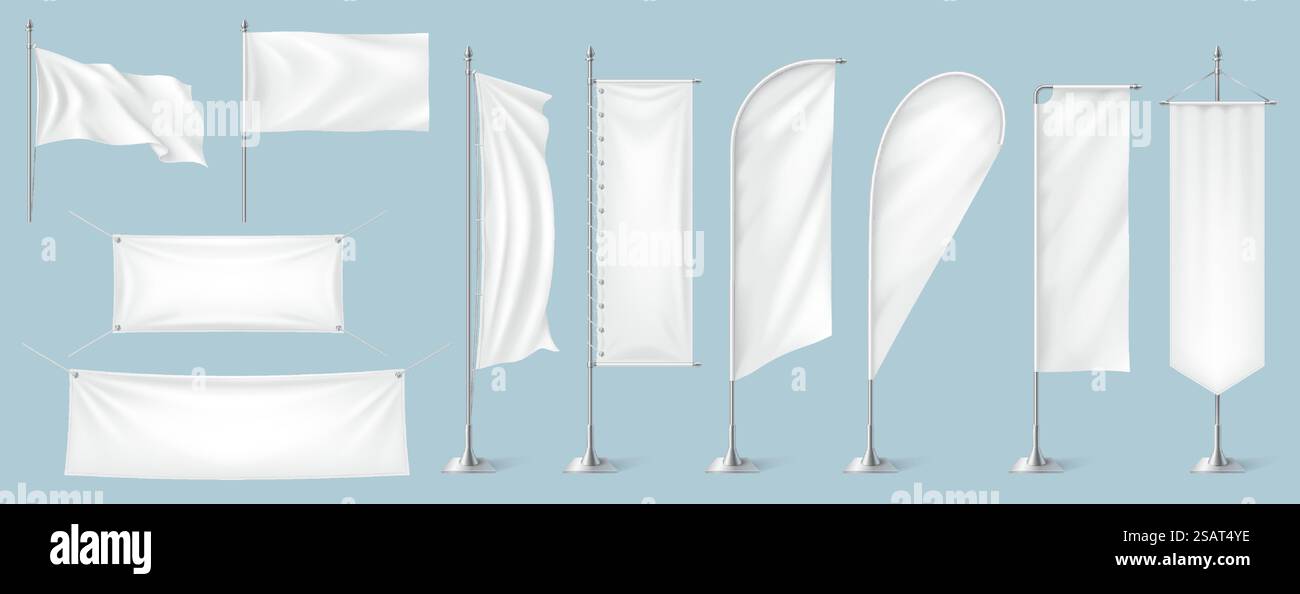 White blank textile desktop check box flags realistic vector ...