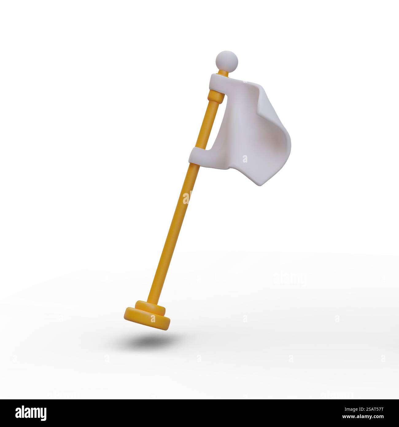 Realistic tilted white flag with shadow. International sign of ...