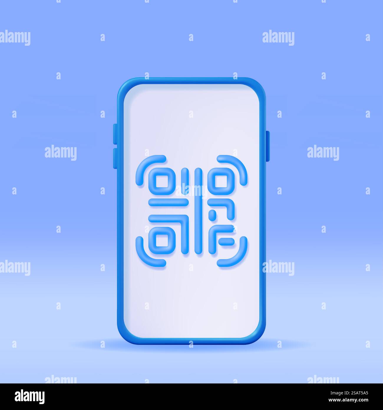 3d QR Code Icon on Smartphone. Render Modern QR Code Symbol. Concept of ...