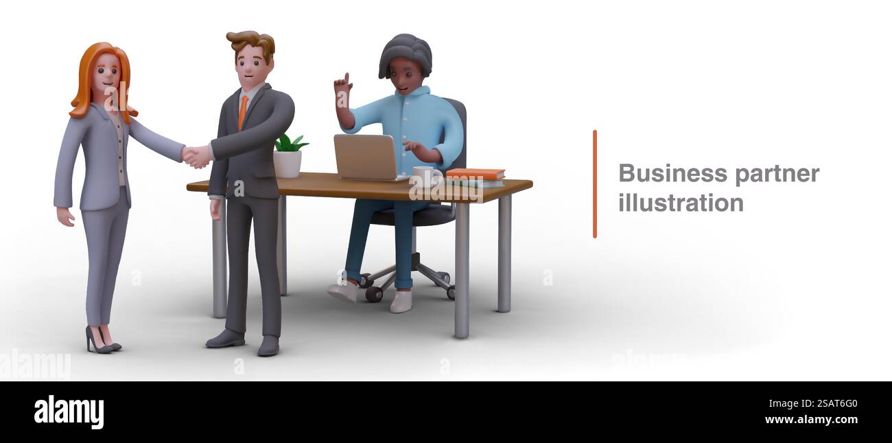 Business partnership concept. Commercial agreement. Man and woman in ...