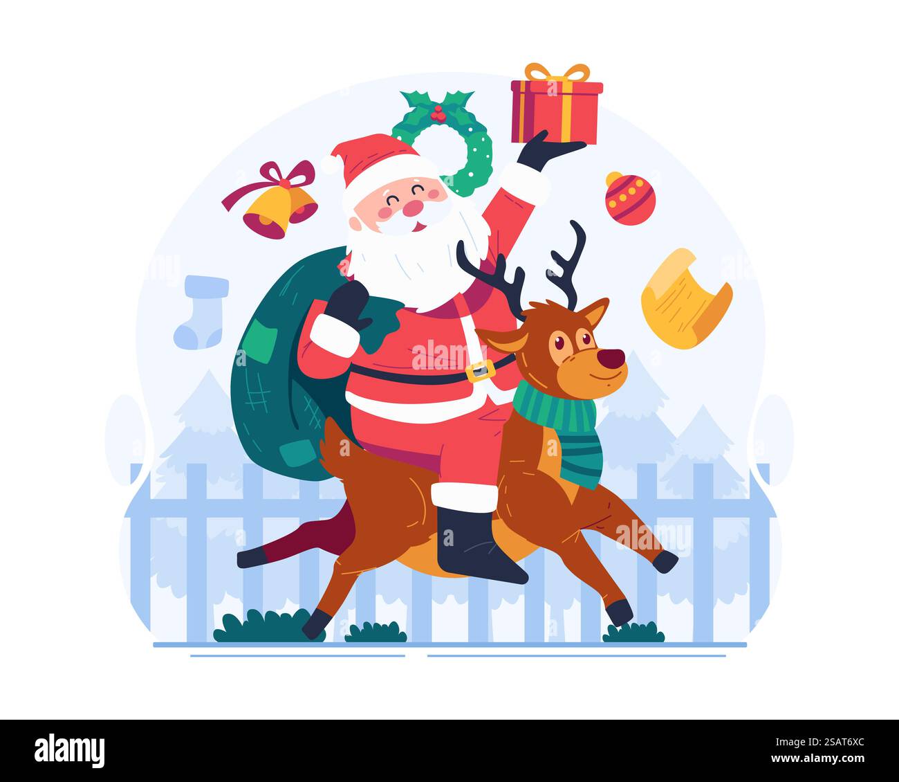 Deer santa claus merry Stock Vector Images Alamy