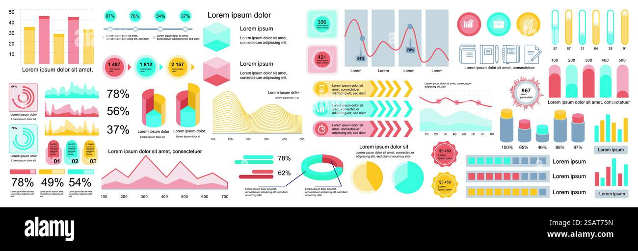 Mega set of infographic elements data visualization vector design ...