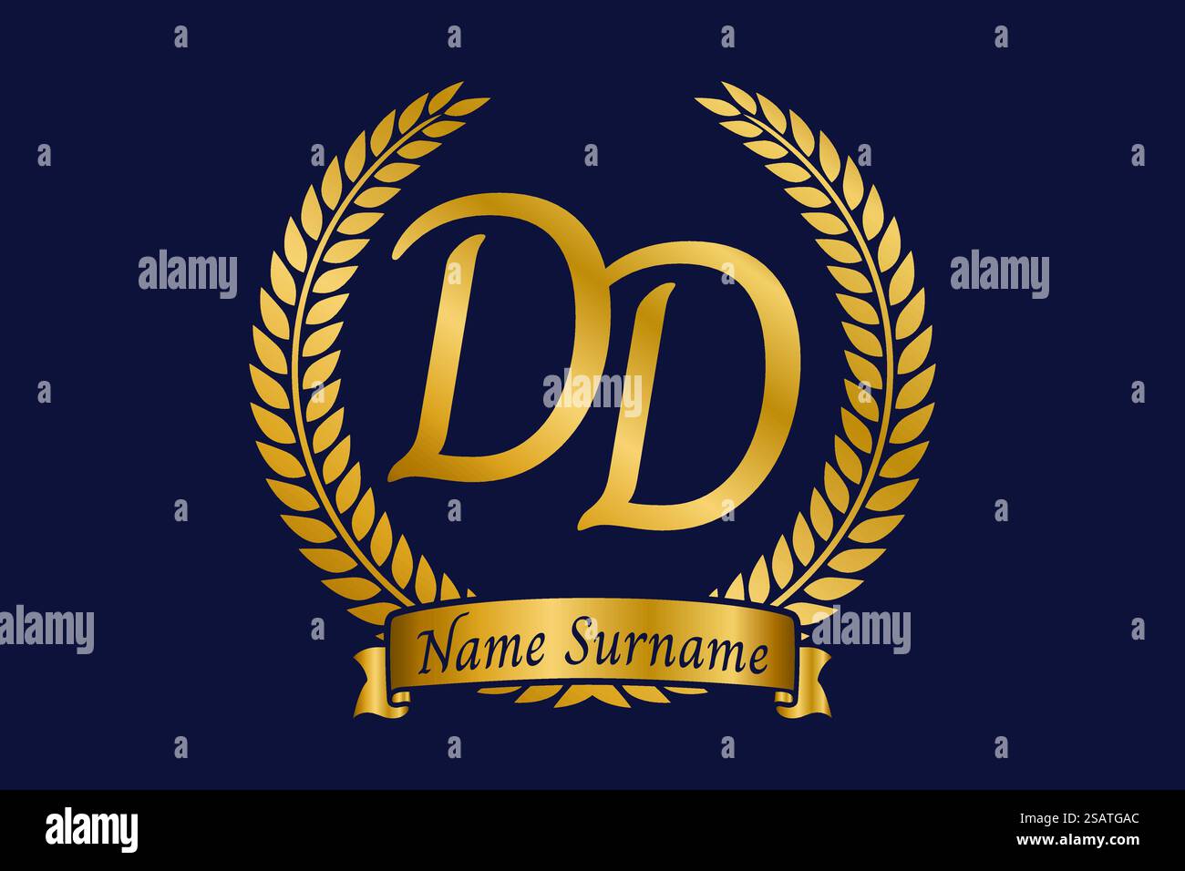 Initial letter D and D, DD monogram logo design with laurel wreath ...