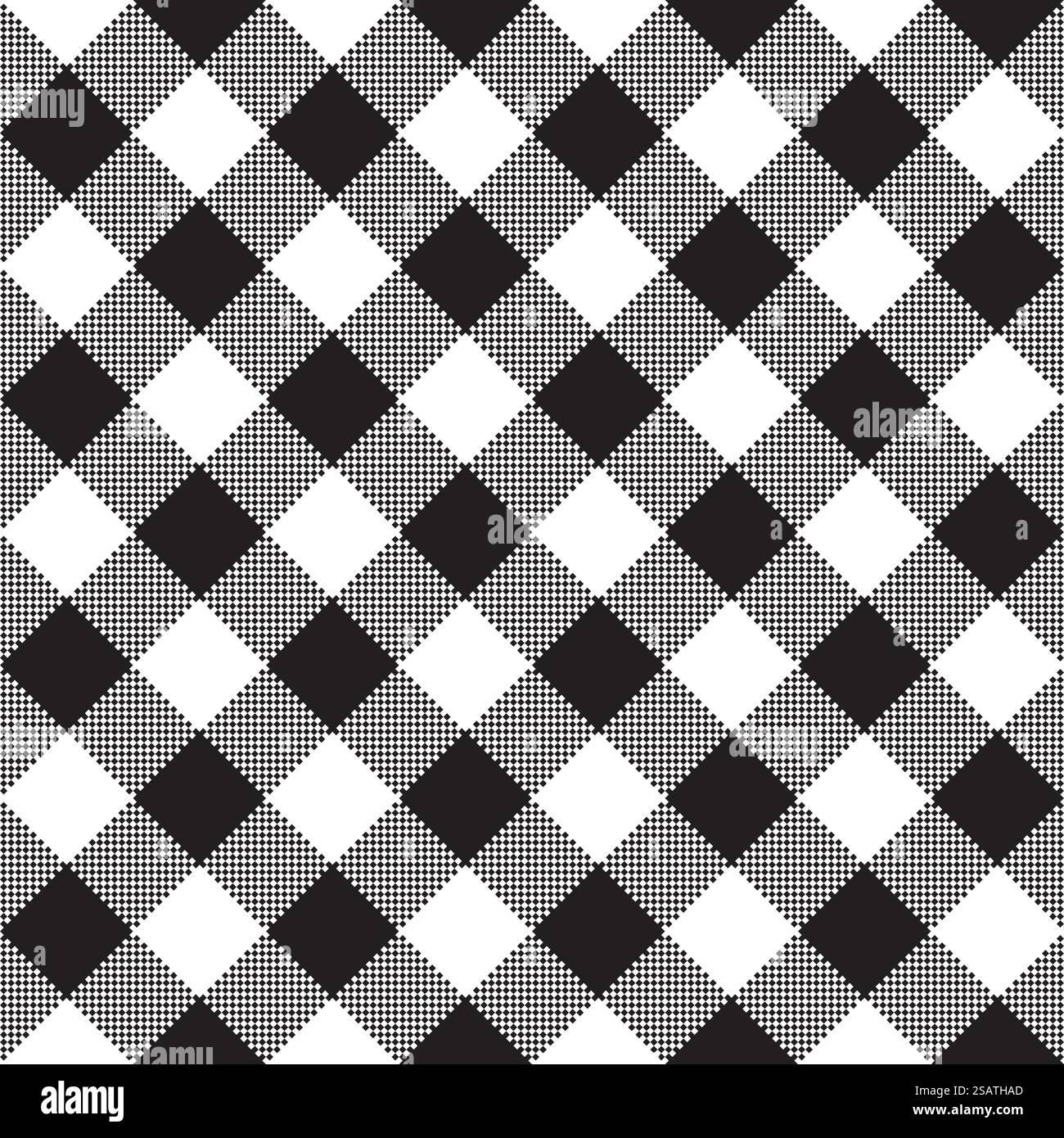 Black white checkerboard check diagonal textile seamless pattern. Vector illustration.. Black white checkerboard check diagonal textile seamless pattern Stock Vector