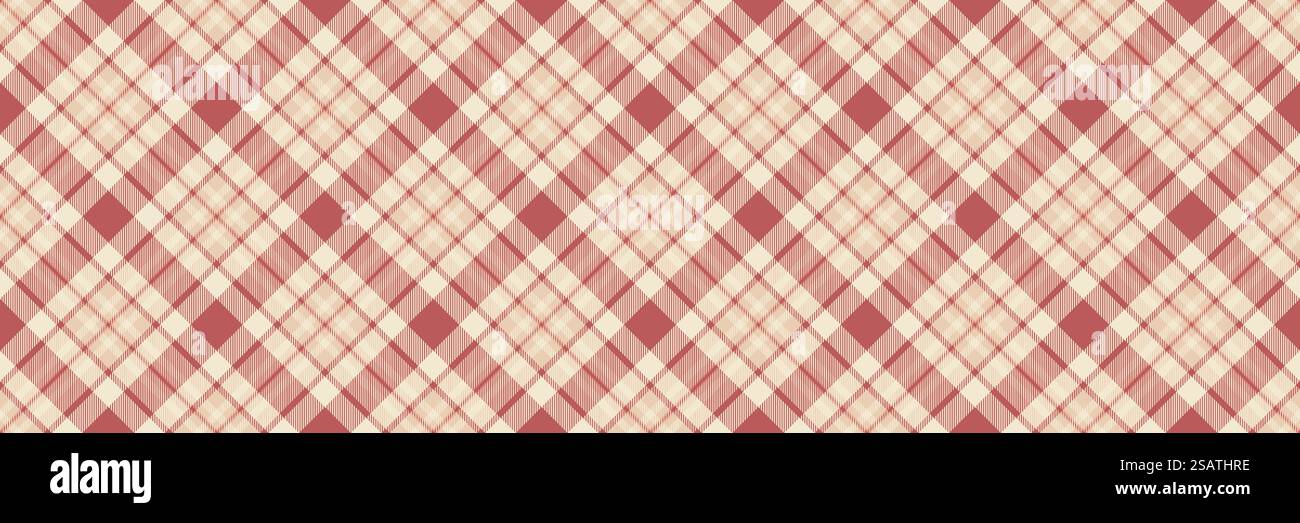Regular seamless pattern fabric, folk vector tartan texture. Retro textile background plaid check in light and red color. Stock Vector