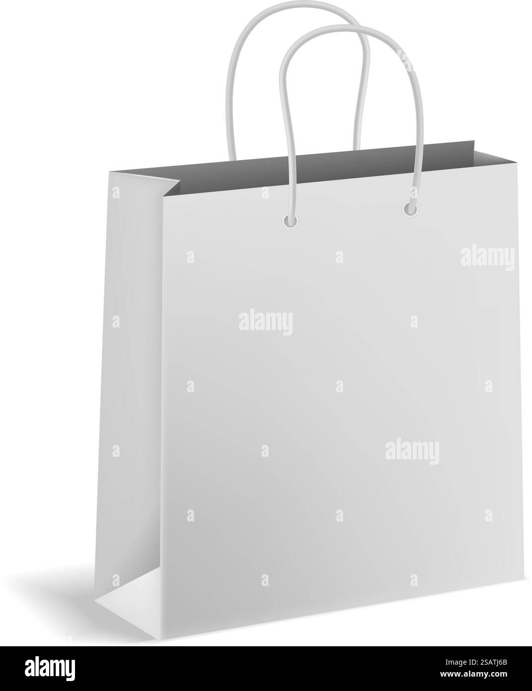 Shopping package blank template. Paper bag mockup isolated on white ...