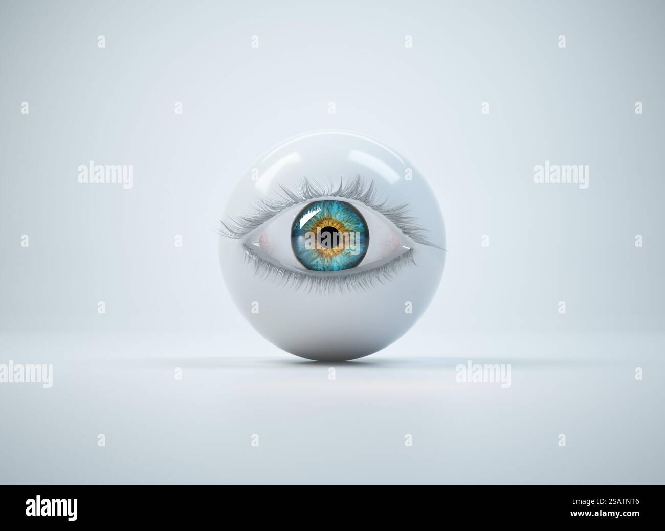Image of human eye on white background. This is a 3d render ...