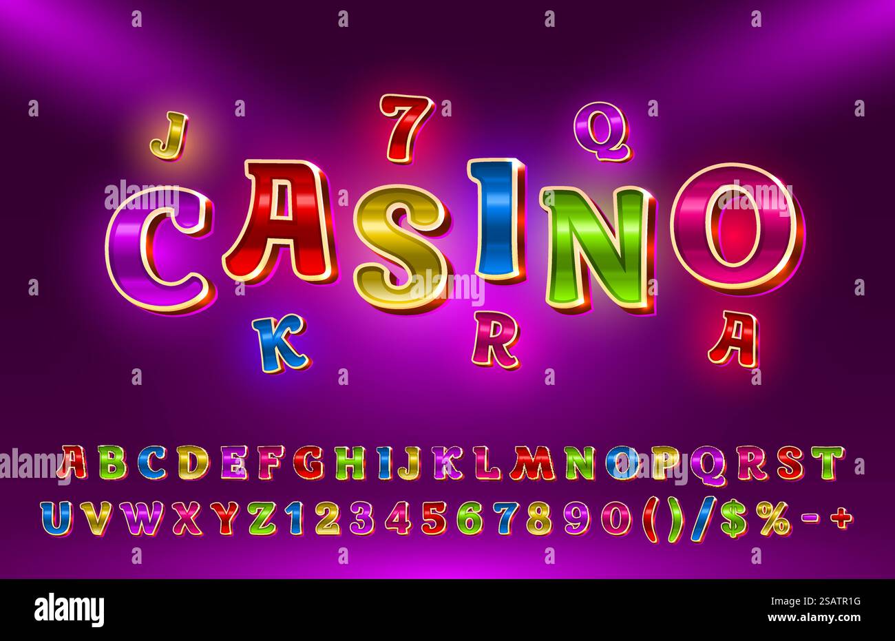 Casino golden font color. English alphabet and numbers sign. Vector. Casino golden font color. English alphabet and numbers sign. Vector illustration Stock Vector