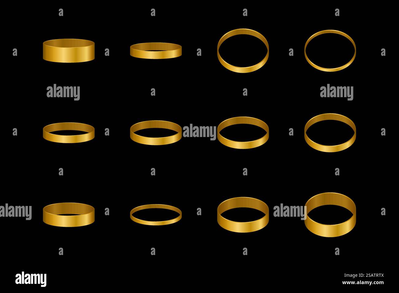 Gold rings for a pair of lovers. Design element for engagement or ...