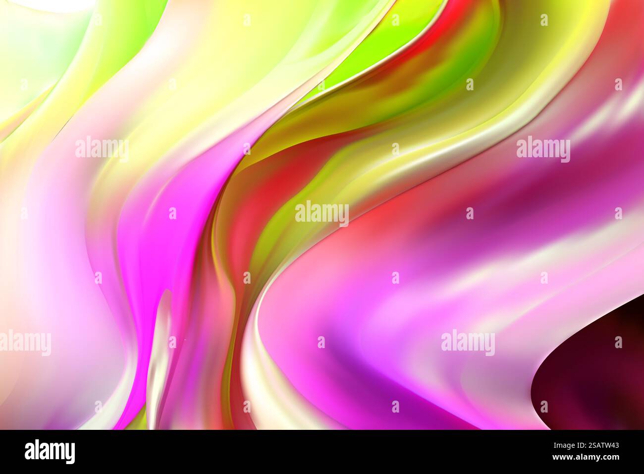 Bright abstract background with pink and green waves Stock Vector