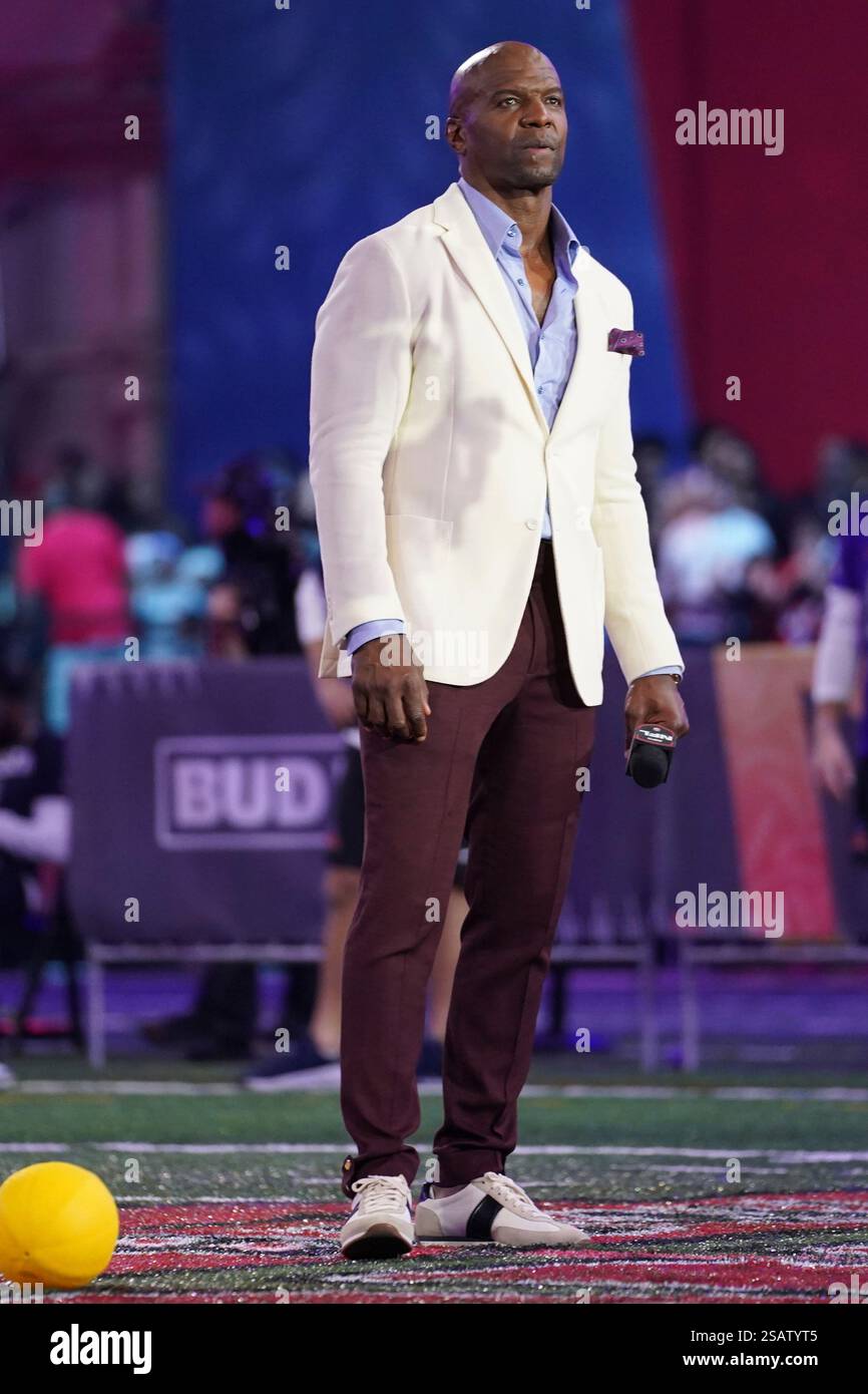 NFL commentator Terry Crews during the Skills Competition, Thursday