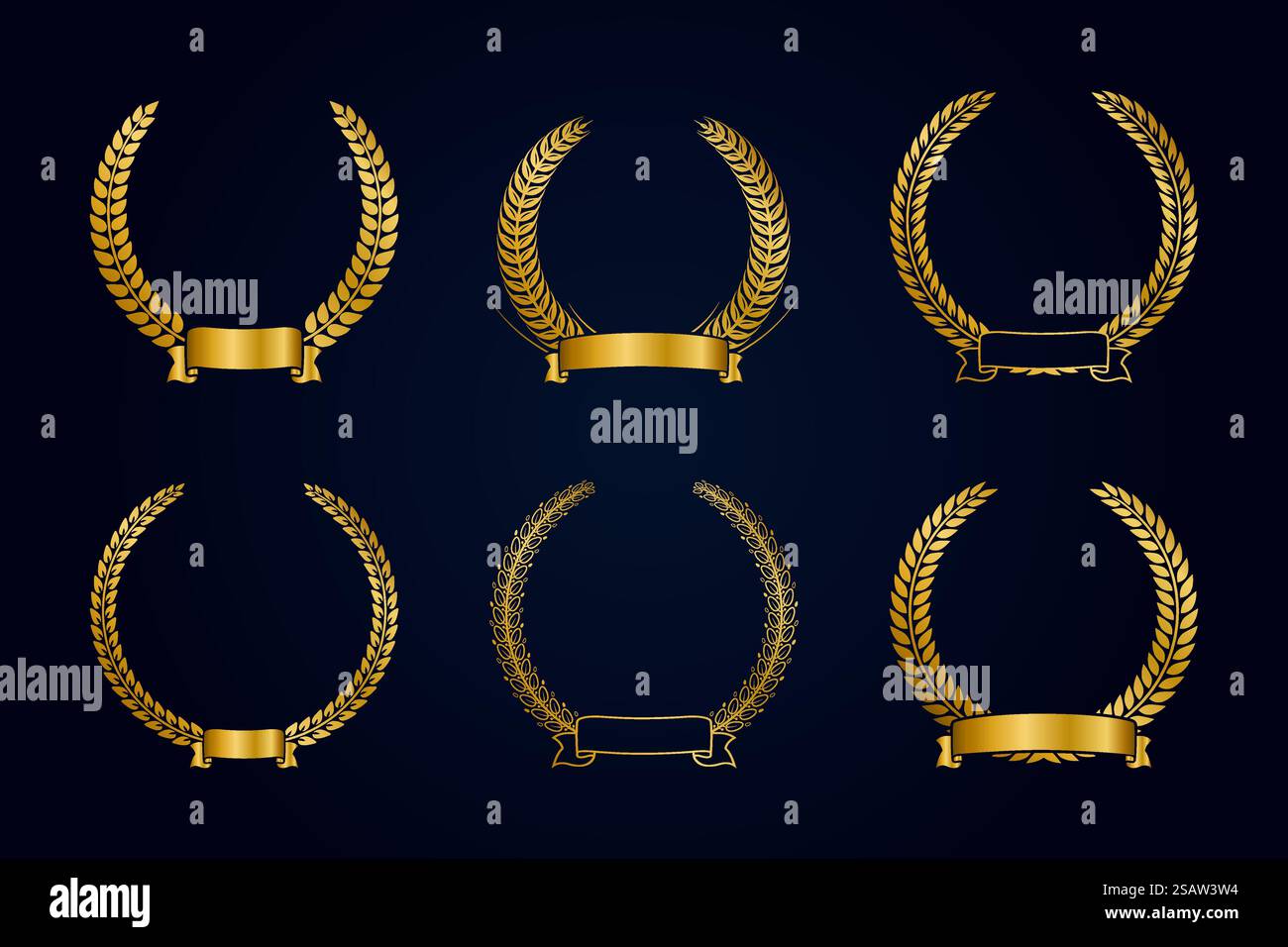 Collection vector golden laurel wreath with ribbon. Gold award template ...