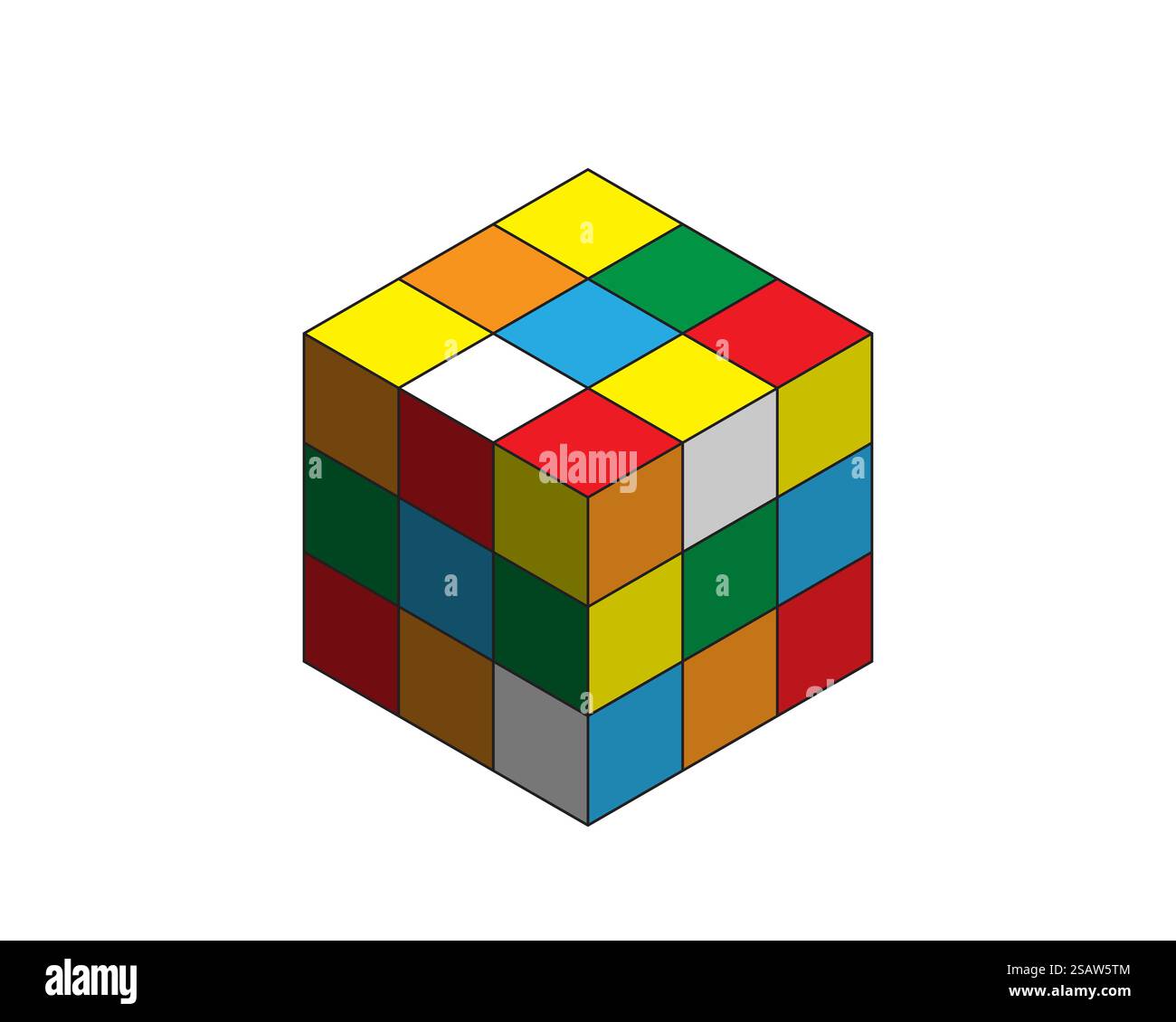 Color magic cube multi color icon. Logic game symbol. Vector illustration.. Color magic cube multi color icon. Logic game symbol. Stock Vector