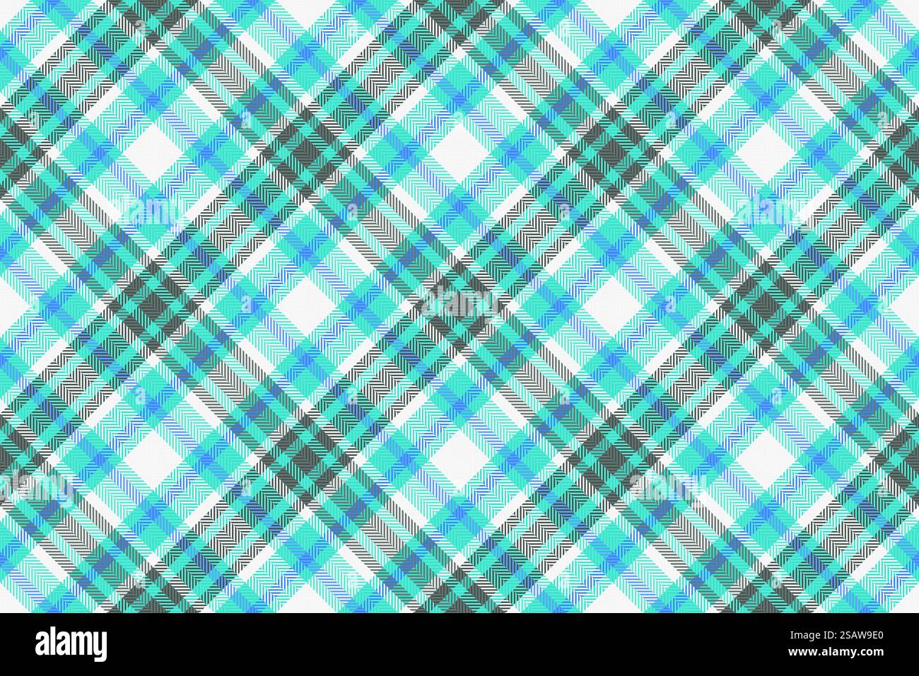 Commercial fabric vector seamless, hobby textile texture plaid. Sample pattern background tartan check in teal and white color. Stock Vector