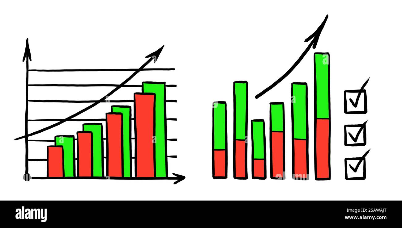 Handmade drawing of a rising graph. Simple business and success concept ...