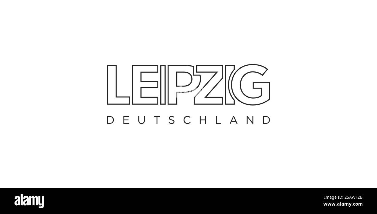 Leipzig Deutschland, modern and creative vector illustration design featuring the city of Germany for travel banners, posters, web, and postcards.. Leipzig Deutschland, modern and creative vector illustration design featuring the city of Germany as a graphic symbol and text element, set against a white background, is perfect for travel banners, posters, and postcards. Stock Vector