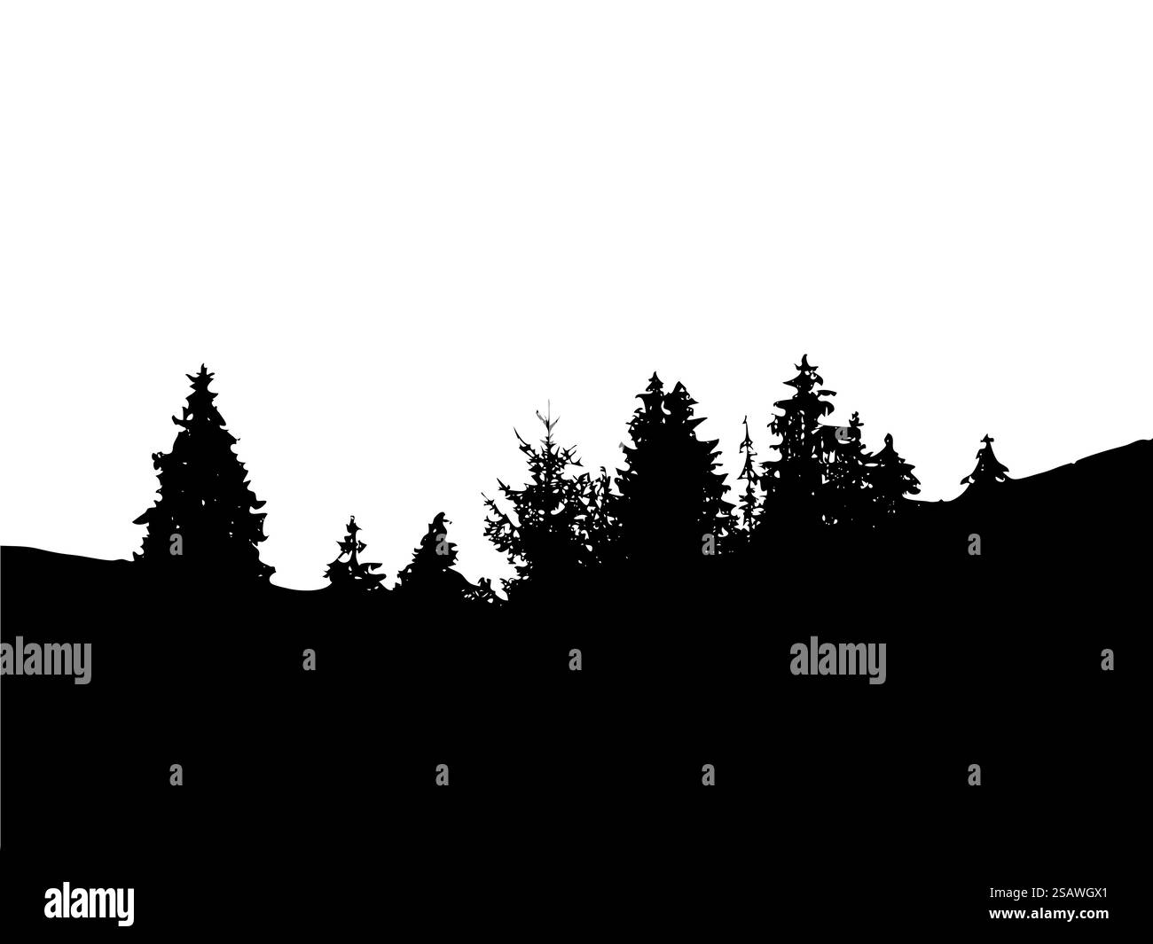 Forest vector isolated on white background.Trees silhouette Stock ...