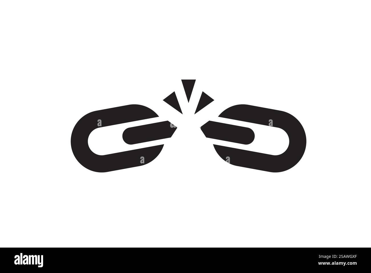 Broken chain as a symbol of freedom from slavery. Link damage vector illustration.. Broken chain as a symbol of freedom from slavery. Link damage. Stock Vector