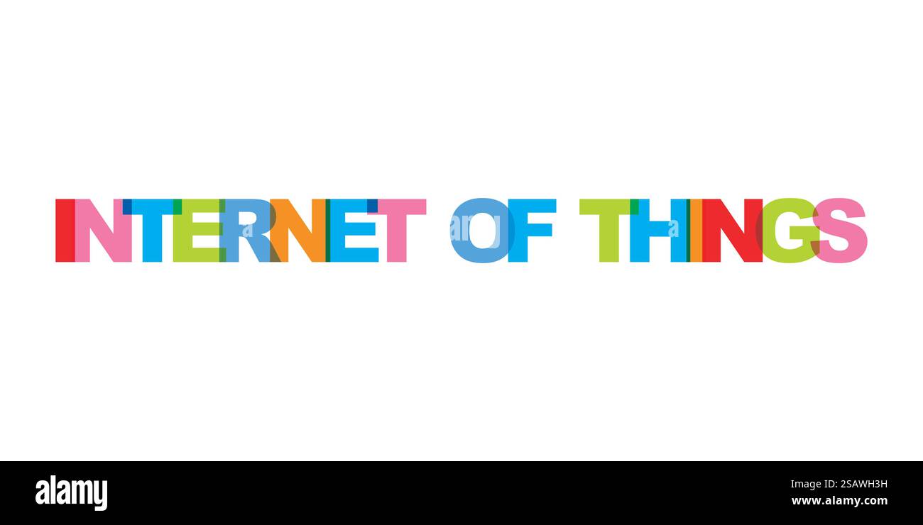 Internet of things business card text. Modern lettering poster. Color ...