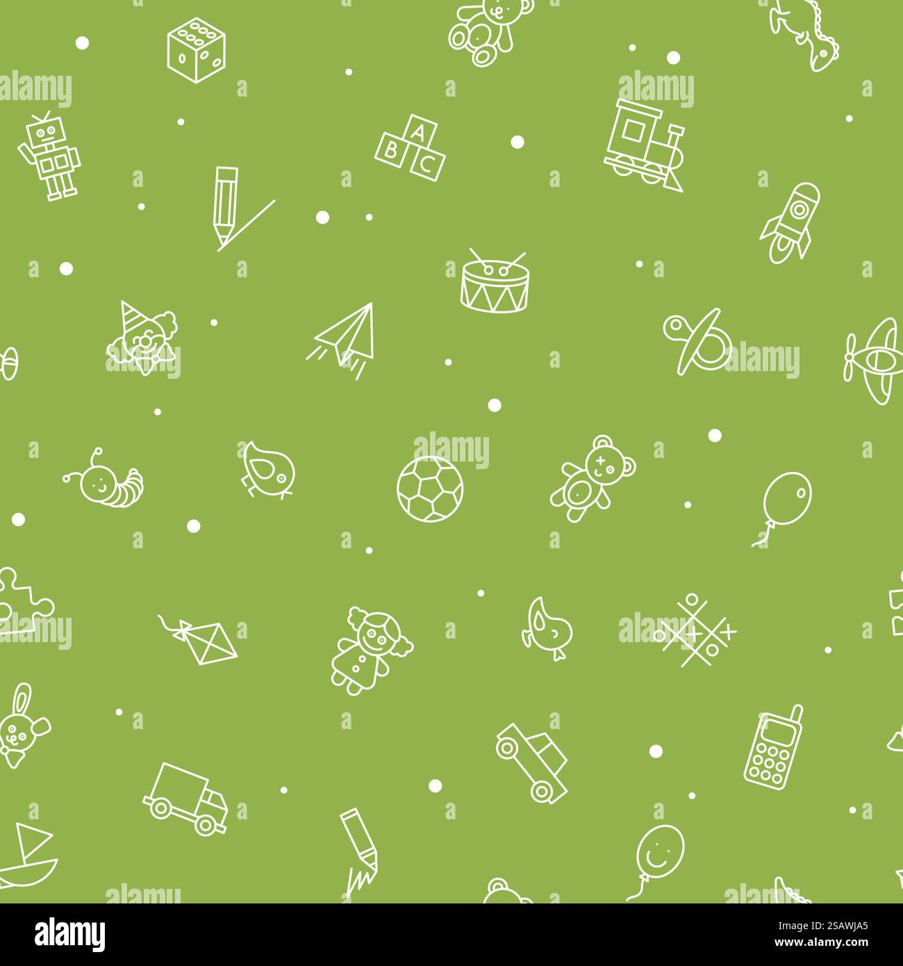 Seamless pattern of kids toys. Baby background, vector illustration for ...