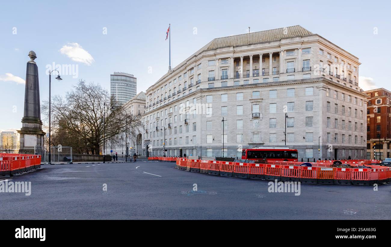 London, United Kingdom - January 02, 2025: Thames House, headquarters of MI5, the British security service, on Millbank, Westminster on a beautiful wi Stock Photo
