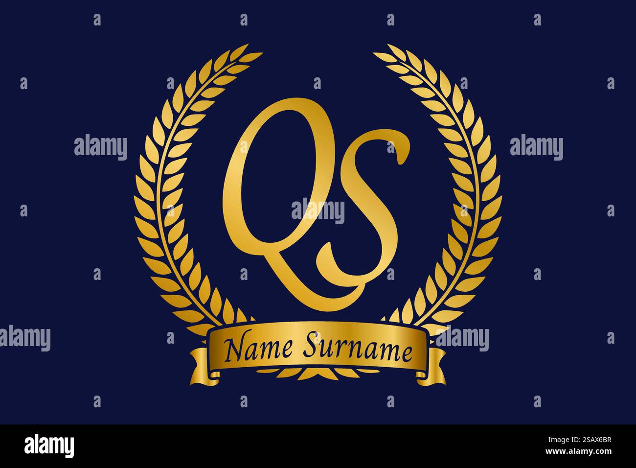 Initial letter Q and S, QS monogram logo design with laurel wreath ...