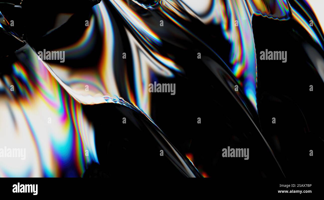 Iridescent Glass Waves with Spectrum Highlights Stock Photo