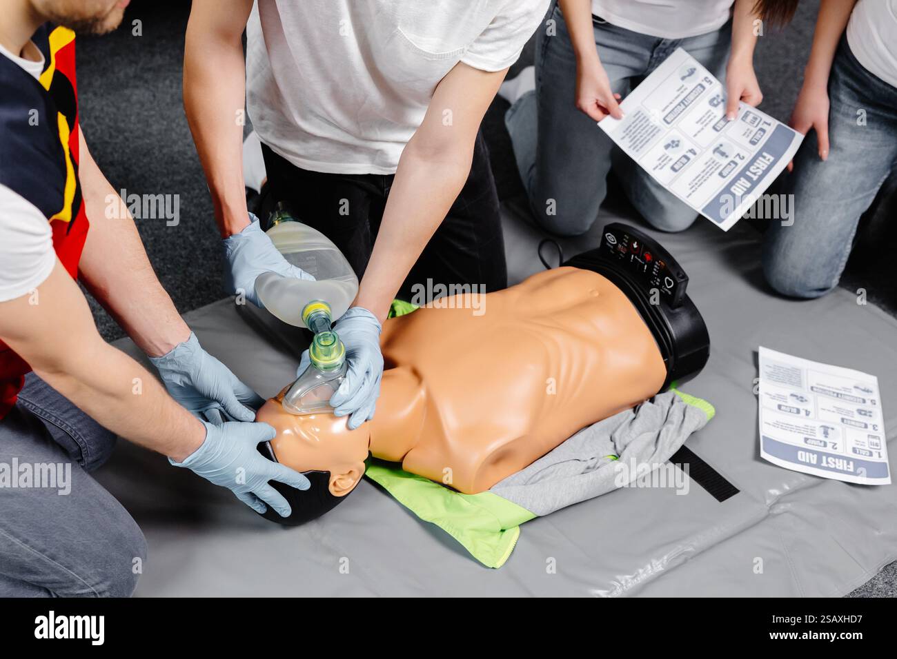 First Aid Training - Cardiopulmonary resuscitation. First aid course on ...