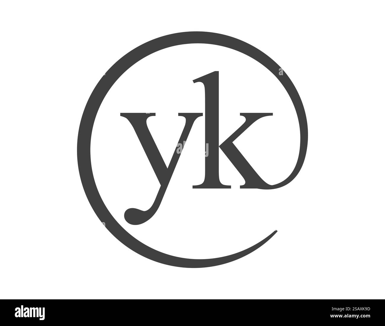 YK logo from two letter with circle shape email sign style. Y and K ...