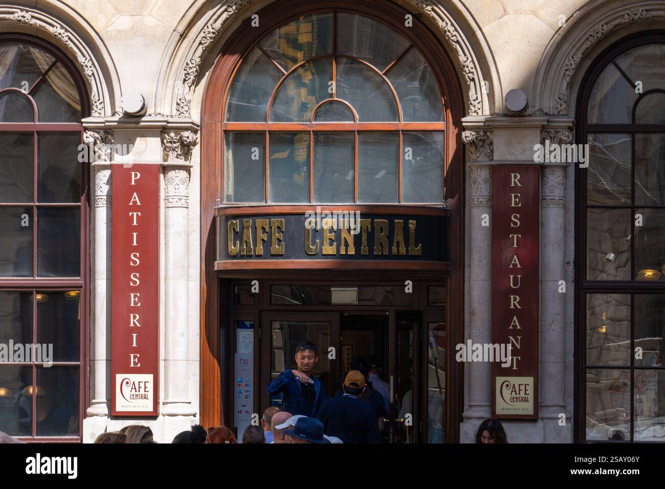 This is Cafe Central, a famous Viennese cafe and restaurant known for its cakes and pastries in the city centre on April 30, 2024 in Vienna, Austria Stock Photo