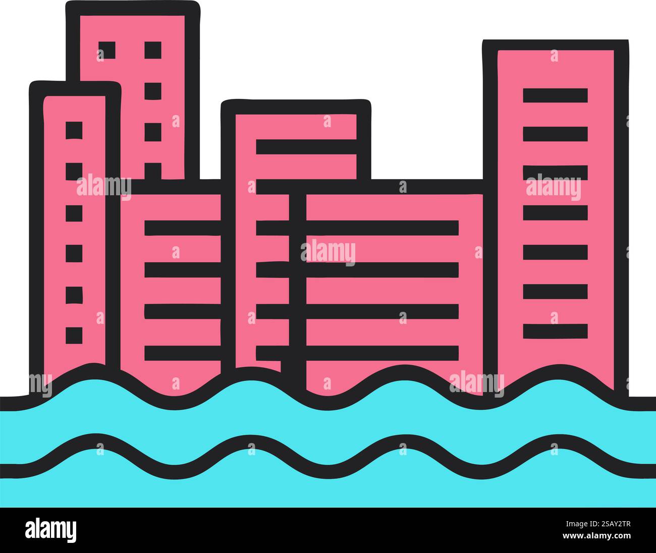 Riverfront Views Vector Riverfront city skyline Stock Vector Images - Alamy